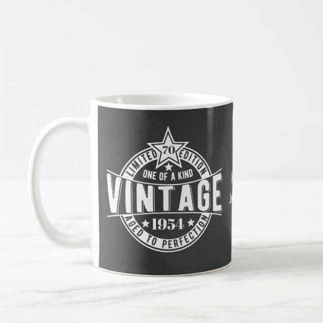 70. Geburtstagsgeschenk Vintag 1950 Vollständig Kaffeetasse (Links)