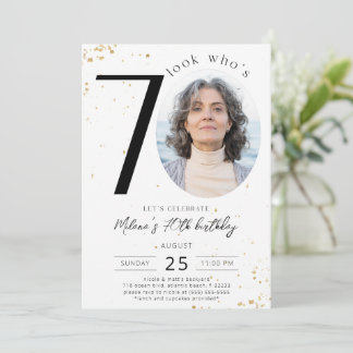 70. Geburtstagsgoldene Einladung mit Foto