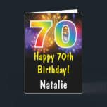 70. Geburtstagskarte: Farbenfrohe Regenbogen-Feuer Karte<br><div class="desc">70. Geburtstag farbige Regenbogen-Feuerwerkskarte mit personalisiertem Namen.Für weitere Anpassungen klicken Sie bitte auf die Schaltfläche "Anpassen" und verwenden Sie unser Designwerkzeug,  um diese Vorlage zu ändern.</div>