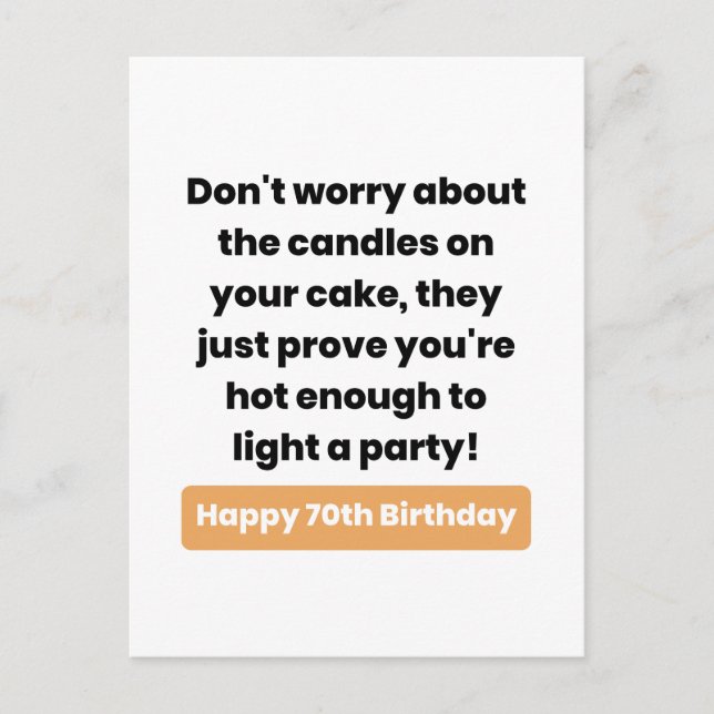 70. Geburtstagskarte Spaß Postkarte (Vorderseite)
