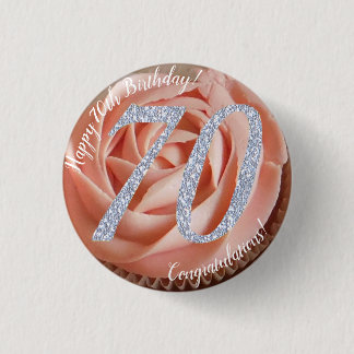 70. Geburtstagskuchen 3 cm Runde Abzeichen Button