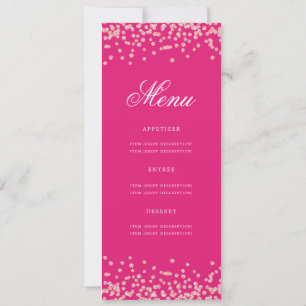 70. Geburtstagsmenü Rose Gold Confetti Hot Pink Einladung