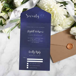 70. Geburtstagsnacht blaue silberne uAwg All-in-One-Einladung