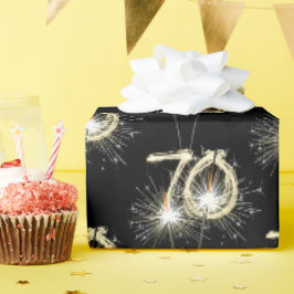 70. Geburtstagsparkler auf schwarz Geschenkpapier