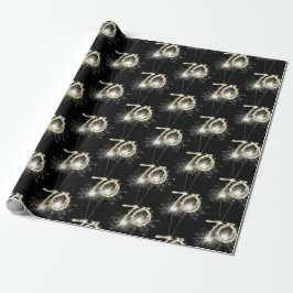 70. Geburtstagsparkler auf schwarz Geschenkpapier