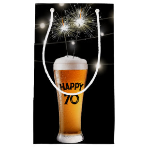 70. Geburtstagsparkler in Beer Kleine Geschenktüte