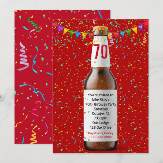 70. Geburtstagsparty Bierflasche Einladung