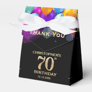 70. Geburtstagsparty Black and Gold Ballons Geschenkschachtel