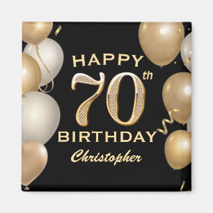 70. Geburtstagsparty Black and Gold Ballons Magnet