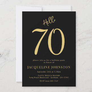 70. Geburtstagsparty Black and Gold Einladung