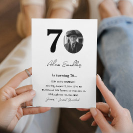 70. Geburtstagsparty Black and White Einladung