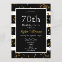 70. Geburtstagsparty Black and White | Gold-Glitze