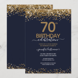 70. Geburtstagsparty Blue and Gold Einladung