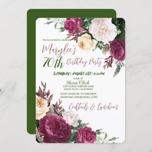70. Geburtstagsparty Blumendesign Geburtstagsfeier Einladung