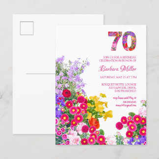 70. Geburtstagsparty Blumenladen Postkarte