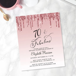 70. Geburtstagsparty Budget Rose Gold Pink Glitzer