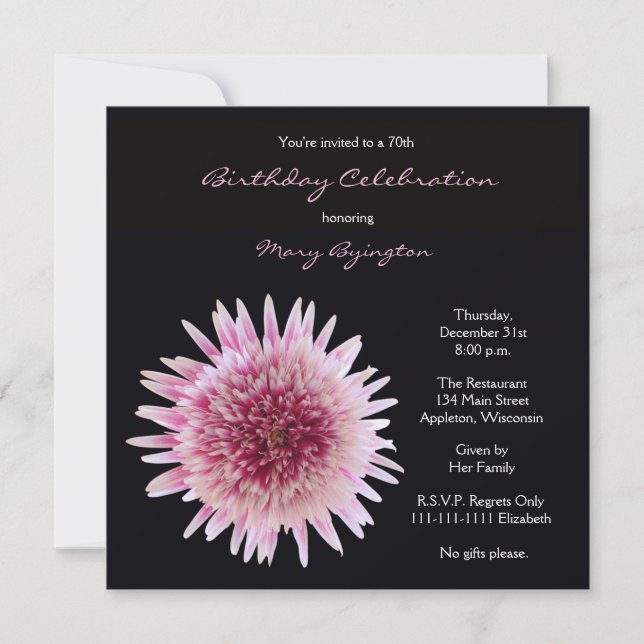 70. Geburtstagsparty Einladung Gorgeous Gerbera (Vorderseite)
