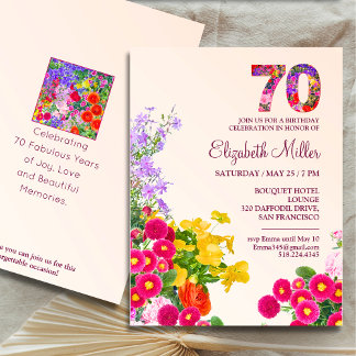 70. Geburtstagsparty floral moderne 70 Jahre Party Einladung