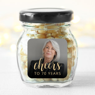 70. Geburtstagsparty Foto Cheers Quadratischer Aufkleber