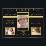 70. Geburtstagsparty Foto Einladungen<br><div class="desc">Die Gäste werden Liebe haben,  diese elegante 70. Geburtstagsfeier mit drei Bildern aus verschiedenen Bühnen des Gastes der Ehre zu empfangen. Anpassen Sie diese Einladung einfach mit Ihren Informationen.  Sie können sogar die Schriftart ändern!  Dies ist eine perfekte Einladung.</div>