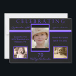 70. Geburtstagsparty Foto Einladungen<br><div class="desc">Die Gäste werden Liebe haben,  diese elegante 70. Geburtstagsfeier mit drei Bildern aus verschiedenen Bühnen des Gastes der Ehre zu empfangen. Anpassen Sie diese Einladung einfach mit Ihren Informationen.  Sie können sogar die Schriftart ändern!</div>