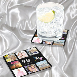 70. Geburtstagsparty Foto schwarz Collage Rechteckiger Pappuntersetzer