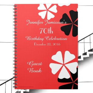 70. Geburtstagsparty Gästebuch Red Floral Notebook Notizblock