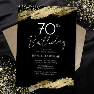 70. Geburtstagsparty Gold Black Einladung
