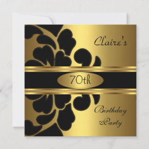 70. Geburtstagsparty Gold Black Floral Einladung