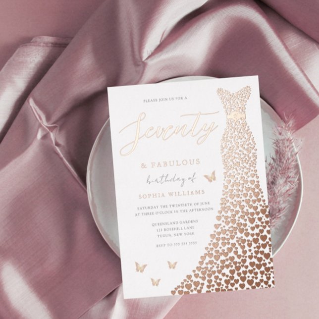70. Geburtstagsparty Gold Dress Fabulous Folieneinladung (Von Creator hochgeladen)