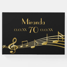 70. Geburtstagsparty Gold Musiknoten auf schwarz Gästebuch