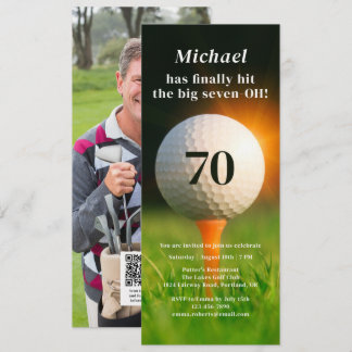 70. Geburtstagsparty Golf Siebziges Foto QR Code Einladung