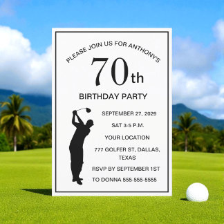 70. Geburtstagsparty Golfer Black Par Vater Golf Einladung
