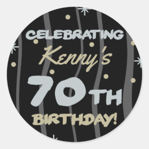 70. Geburtstagsparty Ihren Namen hinzufügen Runder Aufkleber
