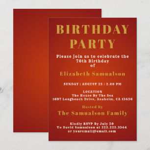 70. Geburtstagsparty mit Standards Red Birthday Pa Einladung