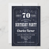 70. Geburtstagsparty - Navy Wood Pattern
