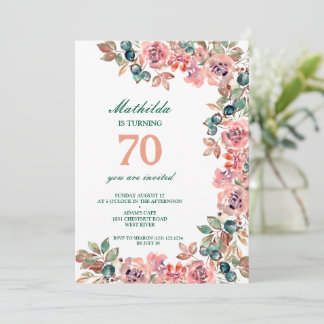 70. Geburtstagsparty Pastel Blume farbenfroh Einladung