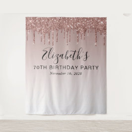70. Geburtstagsparty Rose Gold Glitzer Hintergrund Wandteppich