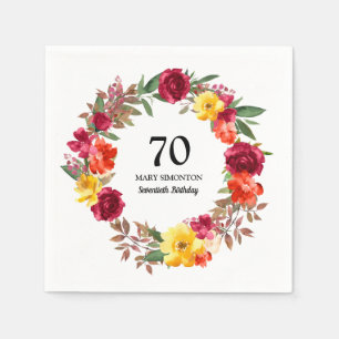 70. Geburtstagsparty Roter Gelber Fall Serviette