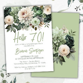 70. Geburtstagsparty Sage Green Floral Einladung