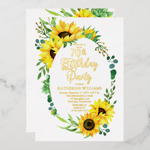 70. Geburtstagsparty Sonnenblume Eukalyptus Flor Folieneinladung