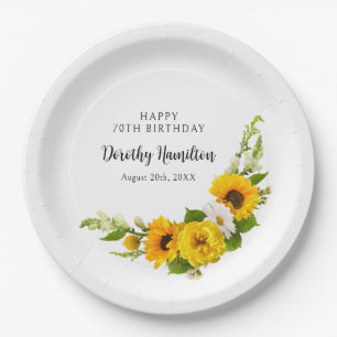 70. Geburtstagsparty Sonnenblumen Daisy Custom Pappteller