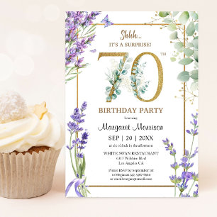 70. Geburtstagsparty Wasserfarbe Lila Lavendel Einladung
