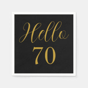 70. Geburtstagsschwarz-Gold-Geburtstagsparty Serviette