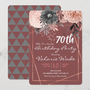 70. Geburtstagsüberraschung Party Pink Roses Einladung