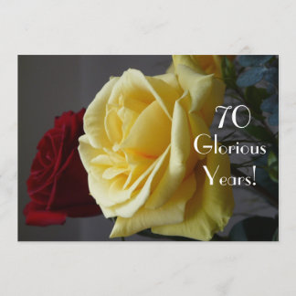 70 GloriousYears!-Geburtstag/zwei Rose mit Zitat Einladung