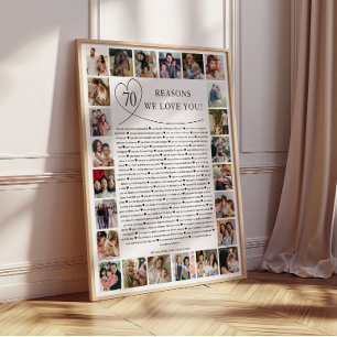 70 Gründe, warum wir dich lieben Foto-Collage-Erin Poster