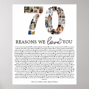 70 Gründe, warum wir dich lieben Foto-Collage-Gesc Poster