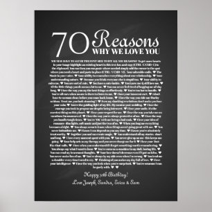 70 Gründe, warum wir dich lieben Geburtstagsgesche Poster