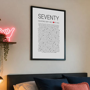 70 Gründe, warum wir dich lieben Hochzeitsgelübde Poster